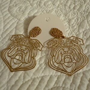 Gold Bulldog Earrings